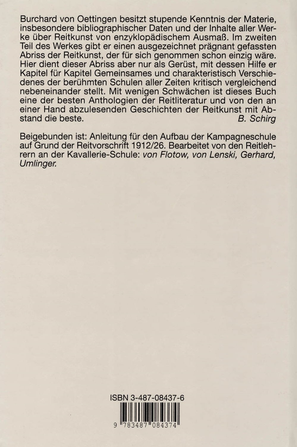 Burchard v. Oettingen - Über die Geschichte und die Formen der Reitkunst