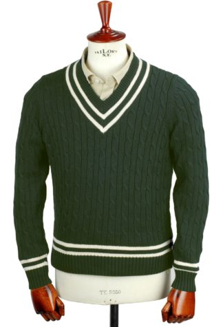 Alain Paine Cricket Pullover racing green